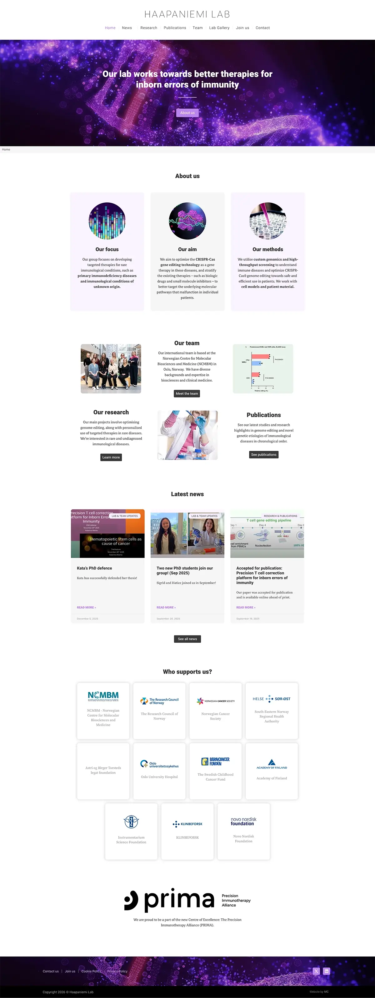 Haapaniemi Lab website homepage