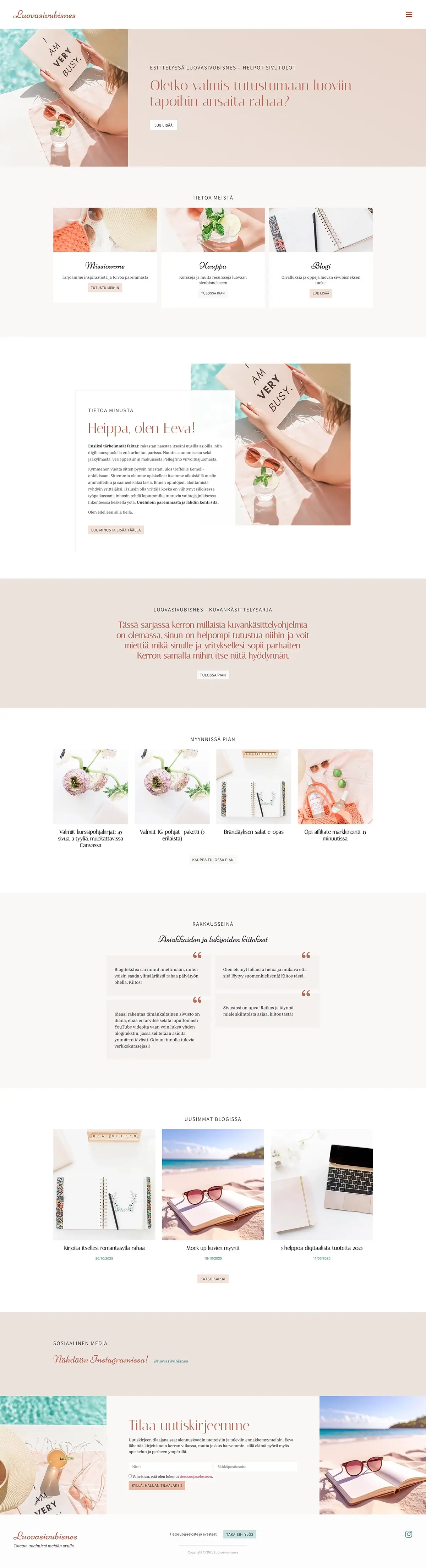 Luovasivubisnes website homepage